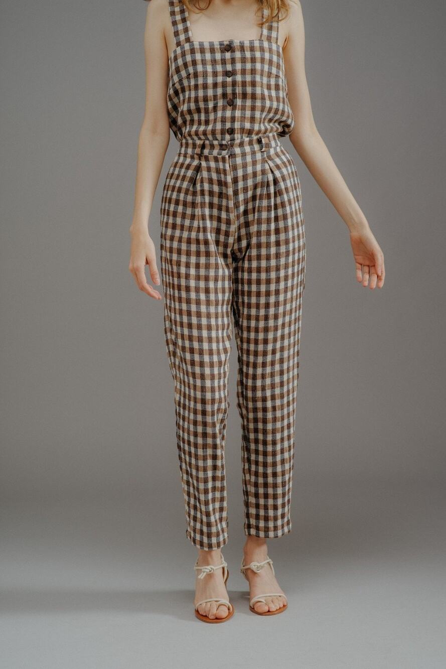 Rita Row EUC Brown Gingham Cotton Blend Bonj Trousers Pants S